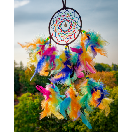 Item 39 - 5” hoop - Neon and Glow-in-the-Dark Rainbow Butterfly-Spirit Dream Catcher