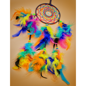 Item 39 - 5” hoop - Neon and Glow-in-the-Dark Rainbow Butterfly-Spirit Dream Catcher