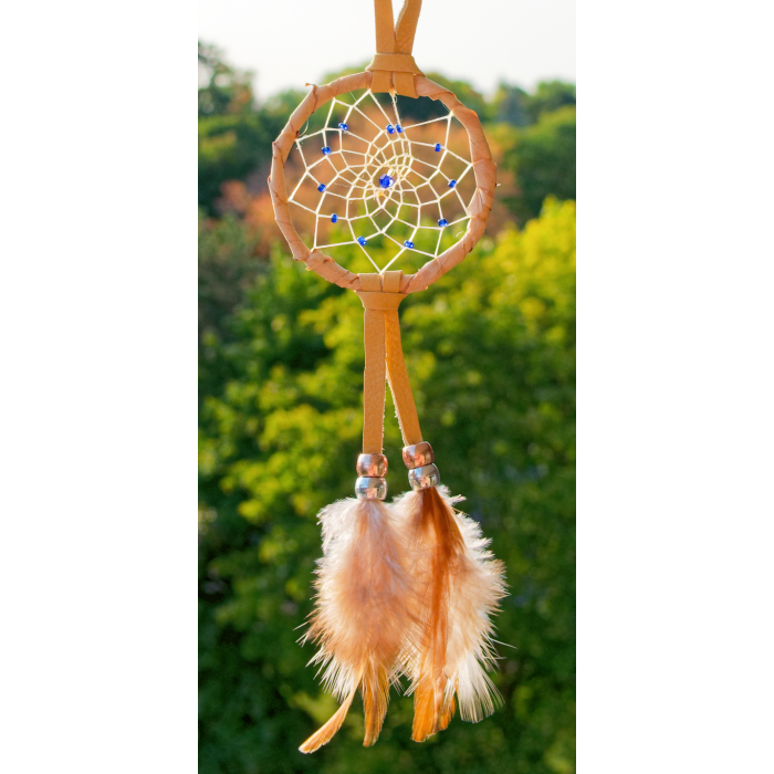 Item 40- Small 2.5" Dream catcher - Sapphire Central - Birch Wrapped