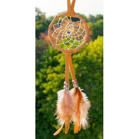 Item 40- Small 2.5" Dream catcher - Sapphire Central - Birch Wrapped
