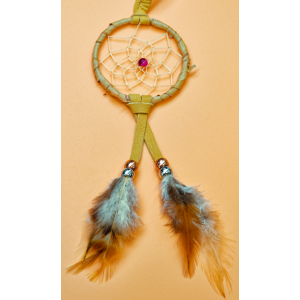Item 42 - Small 2.5" Birch Wrapped Dream Catcher with Pink Agate