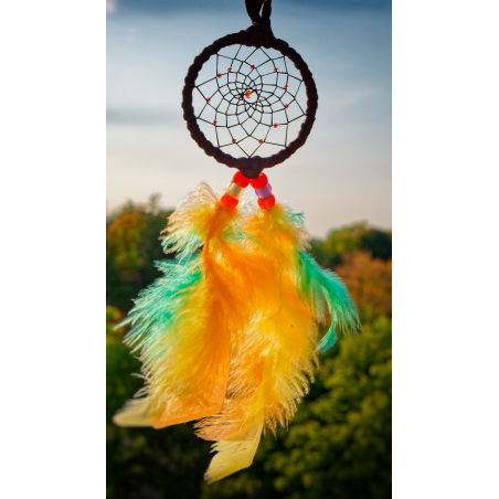 Item 44 - Small 2.5 " Neon Orange Sun and Dream Catcher