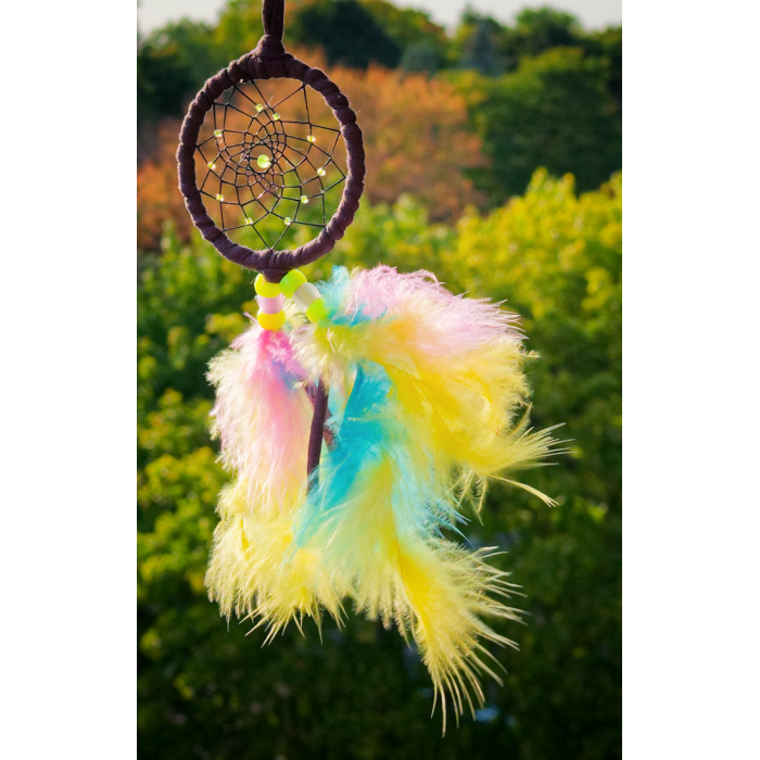Item 45 - Small 2.5" Neon Yellow Sun and Dream Catcher