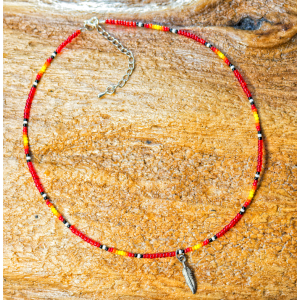 item 24:  Feather seed bead choker