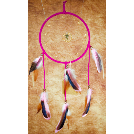 item 114 - 7" ring wrapped in Pink Faux Suede, bronze fox Centre