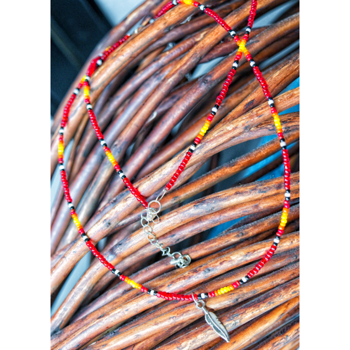 item 24:  Feather seed bead choker