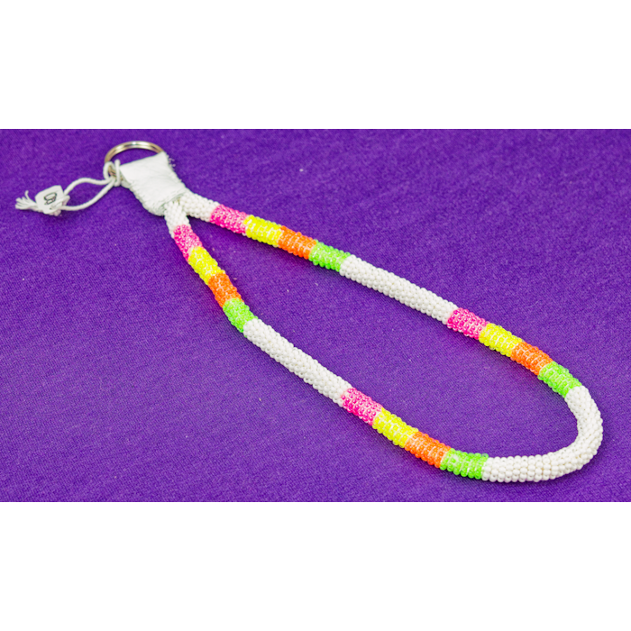 Item 139: 14 in Beaded Wristlet, Neon/White