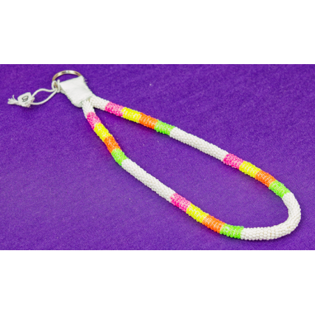 Item 139: 14 in Beaded Wristlet, Neon/White