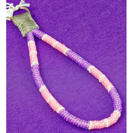 Item 140: 12 in Beaded Wristlet, Lavender/Pink