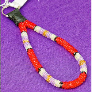 9 in Beaded wristlet, Red/White/Lav