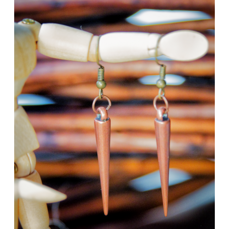 NB Steampunk Heavy Copper Cone Earrings