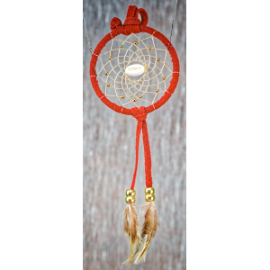 -179- Small 3" Dream catcher - Red Suede Leather - Dream