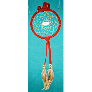 -179- Small 3" Dream catcher - Red Suede Leather - Dream