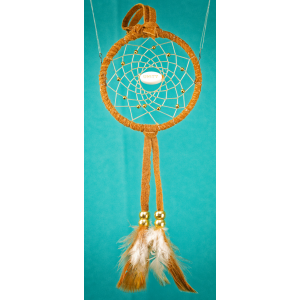 -175- Small 3" Dreamcatcher - brown leather - unity