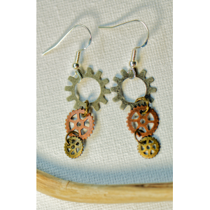 Triple Gear - Steampunk Earring