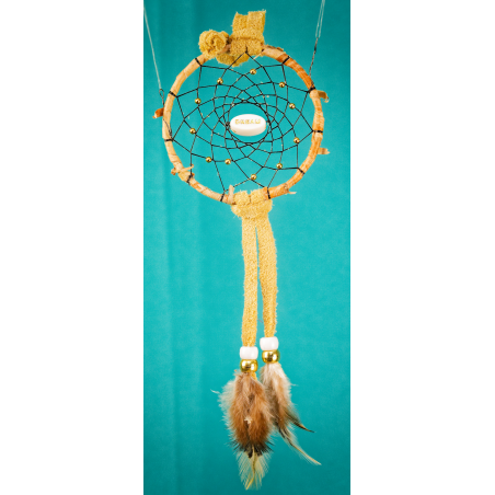 -181- Small 3" Dream catcher - Tan leather -  Birch - Dream