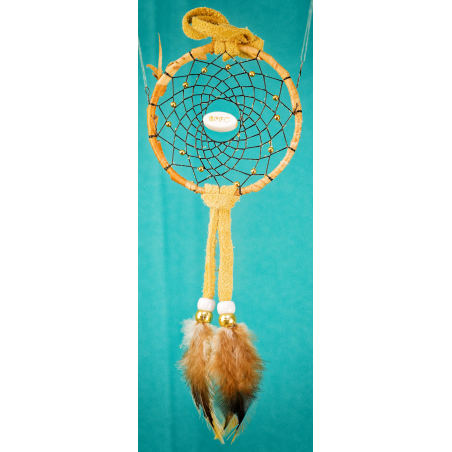 -182- Small 3" Dream catcher - Tan leather -  Birch - BFF
