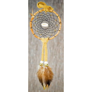 -182- Small 3" Dream catcher - Tan leather -  Birch - BFF