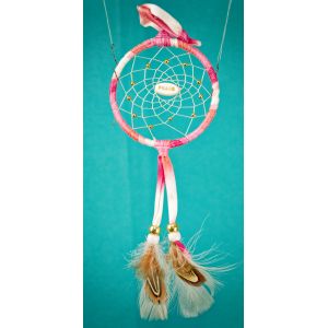 185 small 3" Pink tie-dye Dreamcatcher PEACE centre