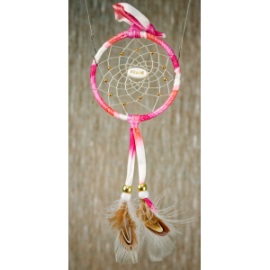 185 small 3" Pink tie-dye Dreamcatcher PEACE centre