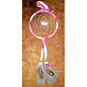 185 small 3" Pink tie-dye Dreamcatcher PEACE centre