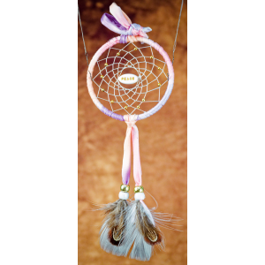 187-Small 3" Dream Catcher - Purple Tie-dye Peace central bead