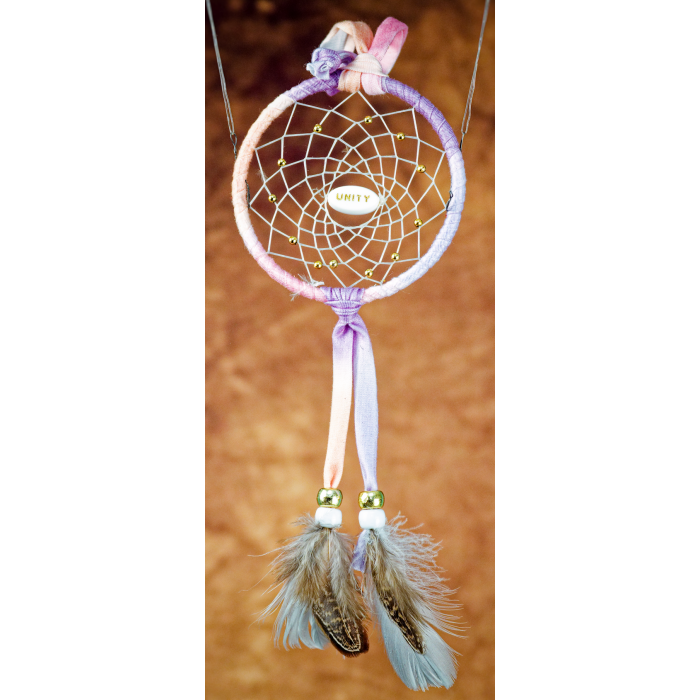 188 - Small 3" Dream Catcher - Purple tiedye, Unity central bead