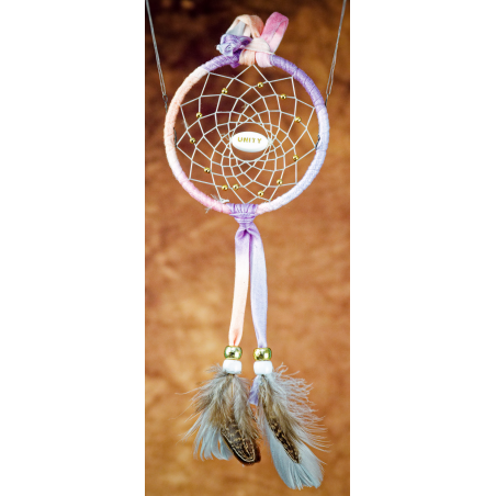 188 - Small 3" Dream Catcher - Purple tiedye, Unity central bead