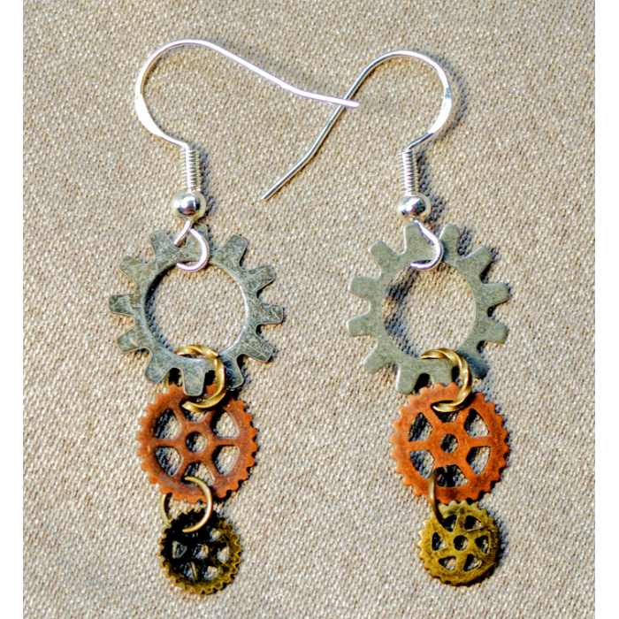 Triple Gear - Steampunk Earring