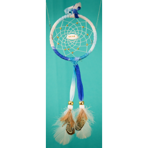 189 - Small 3" Dream catcher - Blue tiedye - Shine central bead