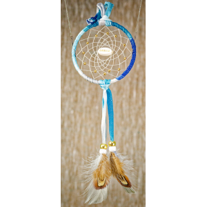190 - Small 3" Dreamcatcher - Blue Tiedye - Dream central bead