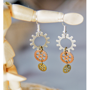 Triple Gear - Steampunk Earring