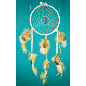 193 - 5" Dream Catcher - White Leather - Pink Crystal Central