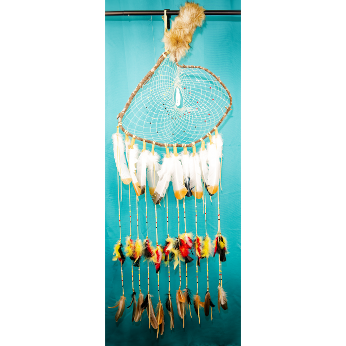 One-Of-A-Kind Dream Catcher Extra Large, approx 5 foot long, Medicine wheel, wolf center