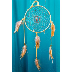 161 - 7" ring Birch Wrapped, Red eyed wolf centre