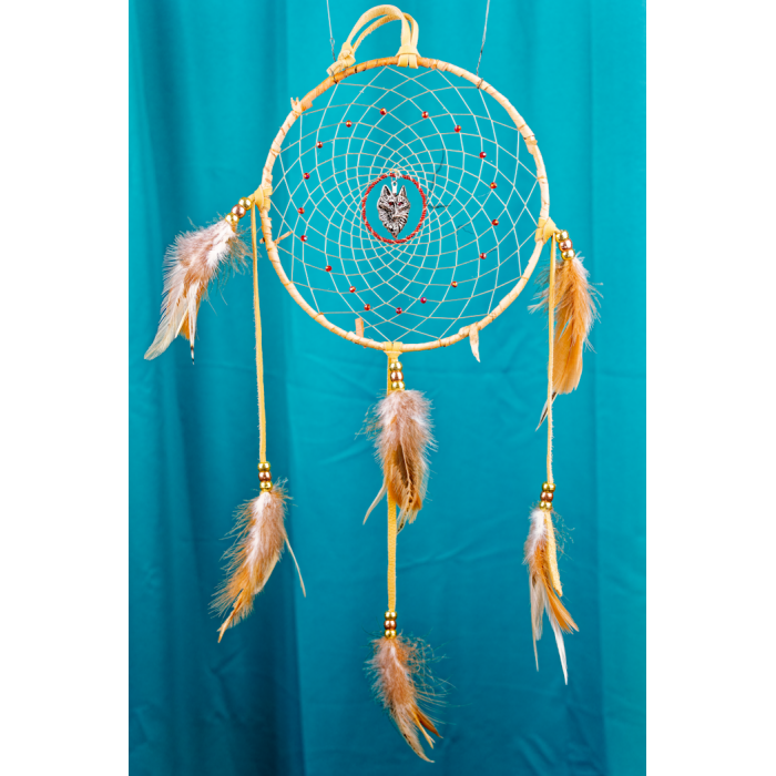 161 - 7" ring Birch Wrapped, Red eyed wolf centre