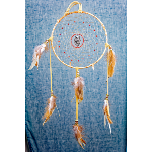 161 - 7" ring Birch Wrapped, Red eyed wolf centre