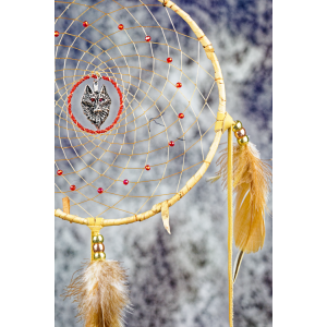 161 - 7" ring Birch Wrapped, Red eyed wolf centre