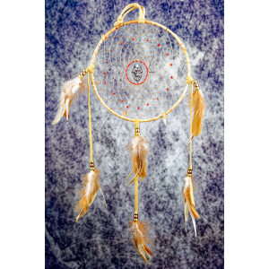 161 - 7" ring Birch Wrapped, Red eyed wolf centre