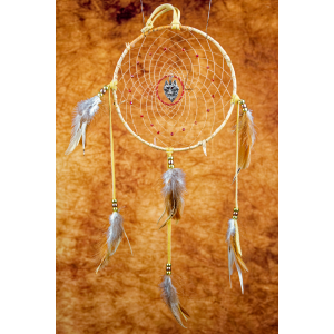 161 - 7" ring Birch Wrapped, Red eyed wolf centre