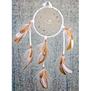 164 - 5" White leather, Moose center, Mookaite gemstone in webbing