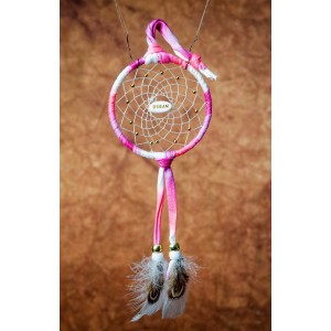 186-Pink Tie-dye small 3" Dream Catcher Dream central bead