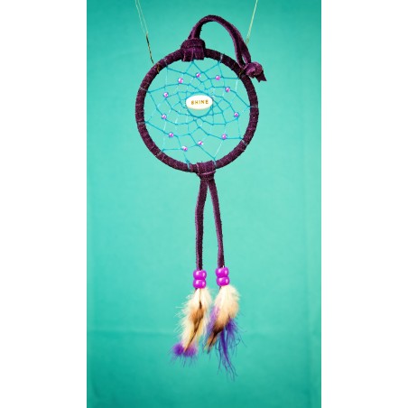 Item 210: Small Dream Catcher 3-inch ring wrapped in  Purple Suede Leather- SHINE