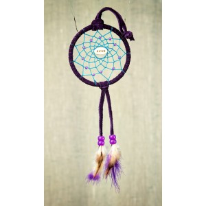 Item 210: Small Dream Catcher 3-inch ring wrapped in  Purple Suede Leather- SHINE