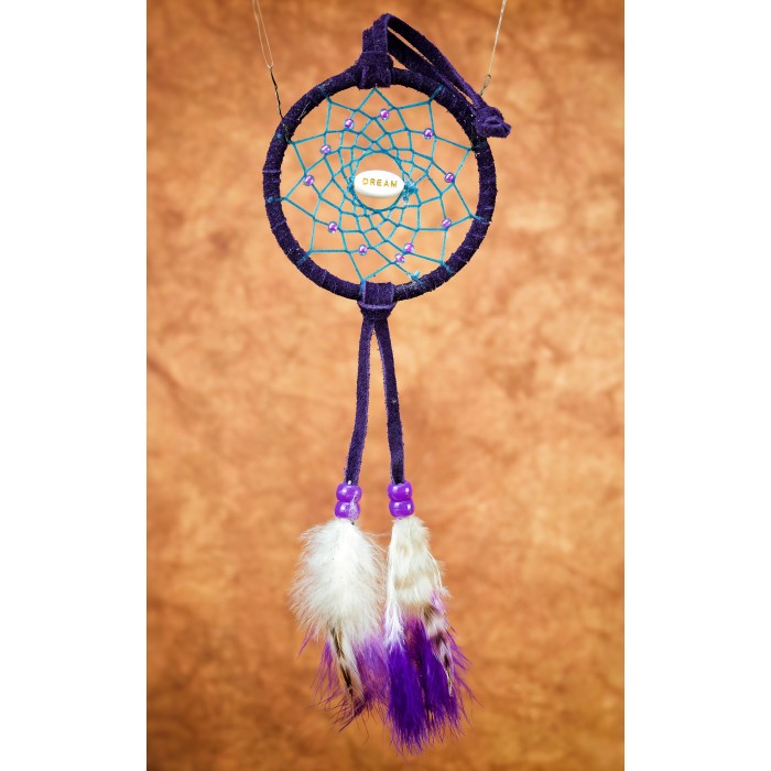 Item 211: Small 3" Dream Catcher- Purple Suede - Dream