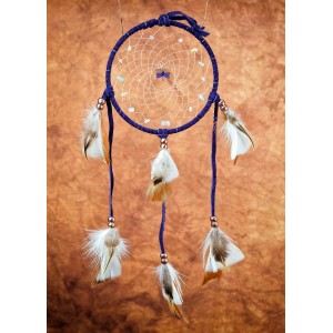 Item 221: Dream Catcher 5in - Purple Suede - Purple Dragonfly center -  Morganite