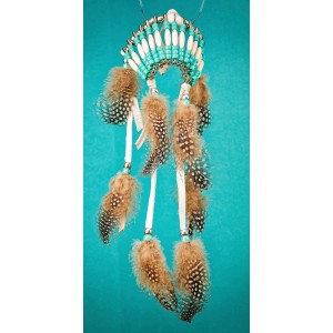 Item 209: Headdress Turquoise - White leather - Large
