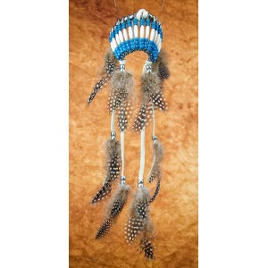 Item 226: Headdress - Blue Turquoise - White Leather - for truck - Size Large