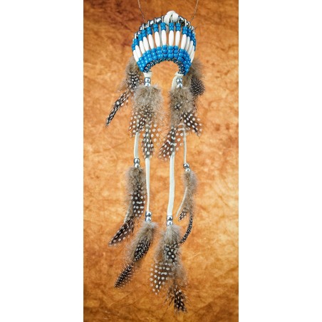 Item 226: Headdress - Blue Turquoise - White Leather - for truck - Size Large