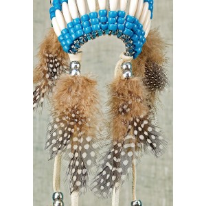 Item 226: Headdress - Blue Turquoise - White Leather - for truck - Size Large